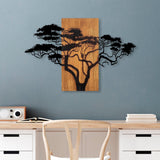 Decoratiune de perete lemn Acacia Tree - 387, Nuc, 58x90 cm