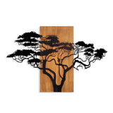 Decoratiune de perete lemn Acacia Tree - 387, Nuc, 58x90 cm