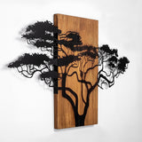 Decoratiune de perete lemn Acacia Tree - 387, Nuc, 58x90 cm