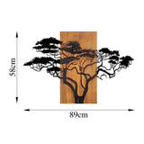 Decoratiune de perete lemn Acacia Tree - 387, Nuc, 58x90 cm