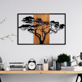 Decoratiune de perete lemn Acacia Tree - 388, Nuc, 58x90 cm
