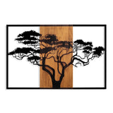 Decoratiune de perete lemn Acacia Tree - 388, Nuc, 58x90 cm