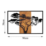 Decoratiune de perete lemn Acacia Tree - 388, Nuc, 58x90 cm