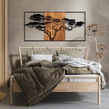 Decoratiune de Perete Lemn Acacia Tree, Negru, 70x147 cm