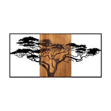 Decoratiune de Perete Lemn Acacia Tree, Negru, 70x147 cm