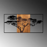 Decoratiune de Perete Lemn Acacia Tree, Negru, 70x147 cm