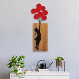 Decoratiune de perete lemn Banksy - 17, Nuc, 62x70 cm