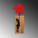 Decoratiune de perete lemn Banksy - 17, Nuc, 62x70 cm