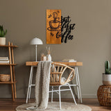 Decoratiune de perete lemn Coffee First, Nuc, 50x58 cm