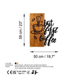 Decoratiune de perete lemn Coffee First, Nuc, 50x58 cm