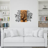 Decoratiune de perete lemn Copac Kavak, Negru, 85x58 cm