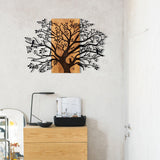Decoratiune de perete lemn Copac Kavak, Negru, 85x58 cm