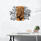 Decoratiune de perete lemn Copac Kavak, Negru, 85x58 cm