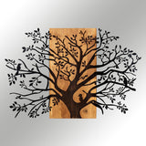 Decoratiune de perete lemn Copac Kavak, Negru, 85x58 cm