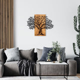 Decoratiune de perete lemn Copacul Familia, Negru, 72x58 cm