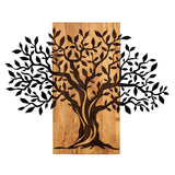 Decoratiune de perete lemn Copacul Familia, Negru, 72x58 cm