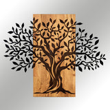 Decoratiune de perete lemn Copacul Familia, Negru, 72x58 cm