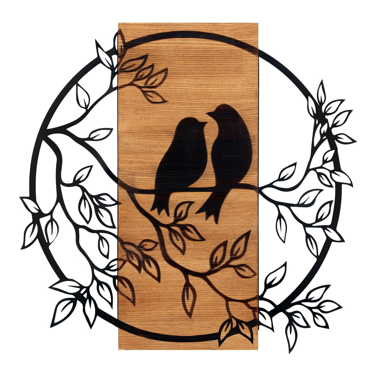 Decoratiune de perete lemn Dragostea in Aer, Negru, 60x59 cm