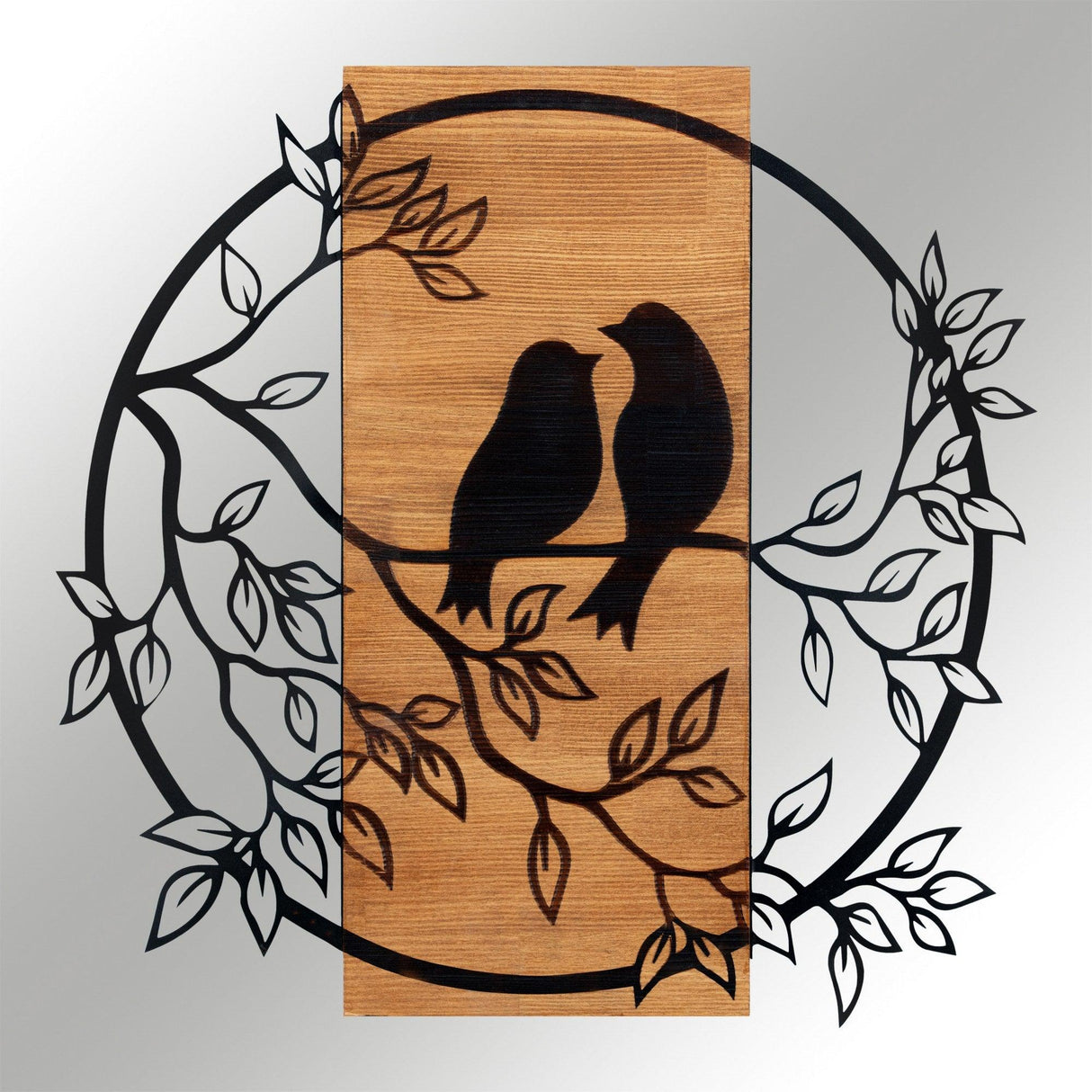 Decoratiune de perete lemn Dragostea in Aer, Negru, 60x59 cm