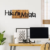 Decoratiune de perete lemn Hakuna Matata 4, Negru, 30x108 cm