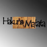 Decoratiune de perete lemn Hakuna Matata 4, Negru, 30x108 cm