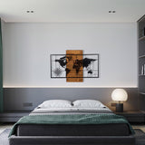 Decoratiune de perete lemn Harta Lumea, Negru, 85x58 cm