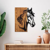 Decoratiune de perete lemn Horse 1, Nuc, 57x48 cm