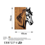 Decoratiune de perete lemn Horse 1, Nuc, 57x48 cm