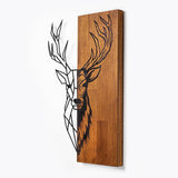 Decoratiune de perete lemn Red Deer 1, Nuc, 33x58x3 cm