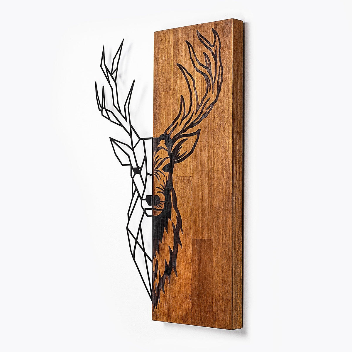 Decoratiune de perete lemn Red Deer 1, Nuc, 58x1x36 cm
