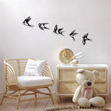 Decoratiune de perete lemn Swallows, Negru, 18x19 cm