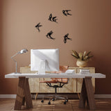 Decoratiune de perete lemn Swallows, Negru, 18x19 cm