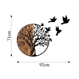 Decoratiune de perete lemn Tree And Birds - 322, Negru, 71x92 cm
