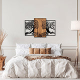 Decoratiune de perete lemn Tree Love - 312, Negru, 79x125 cm