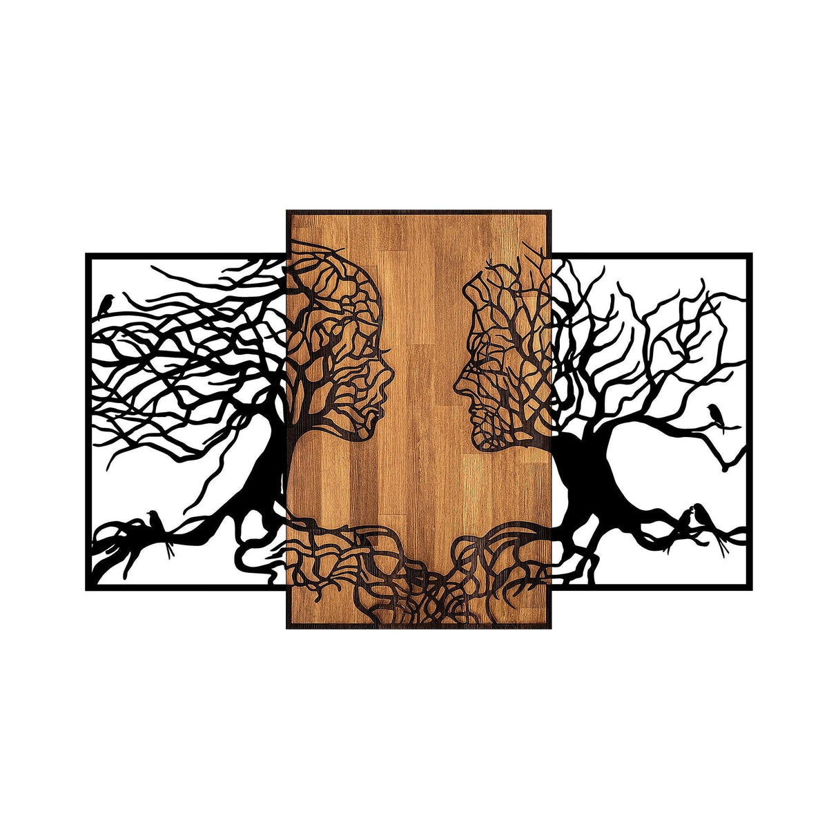 Decoratiune de perete lemn Tree Love - 312, Negru, 79x125 cm