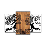 Decoratiune de perete lemn Tree Love - 312, Negru, 79x125 cm