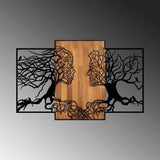 Decoratiune de perete lemn Tree Love - 312, Negru, 79x125 cm