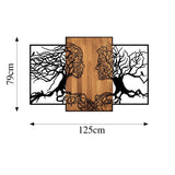 Decoratiune de perete lemn Tree Love - 312, Negru, 79x125 cm