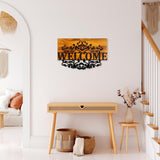 Decoratiune de perete lemn Welcome, Nuc, 58x36 cm