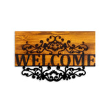 Decoratiune de perete lemn Welcome, Nuc, 58x36 cm