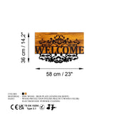 Decoratiune de perete lemn Welcome, Nuc, 58x36 cm