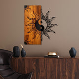 Decoratiune de perete lemn Yin Yang, Nuc, 50x58 cm