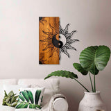 Decoratiune de perete lemn Yin Yang, Nuc, 50x58 cm