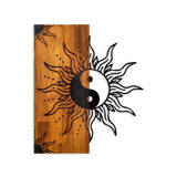 Decoratiune de perete lemn Yin Yang, Nuc, 50x58 cm