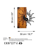 Decoratiune de perete lemn Yin Yang, Nuc, 50x58 cm