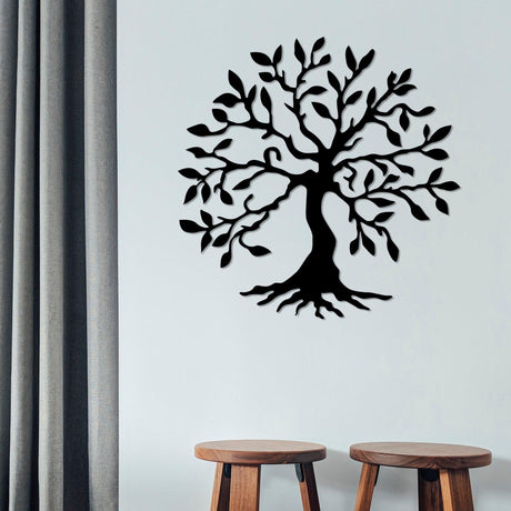 Decoratiune de perete Metal Agac, Negru, 60x60 cm