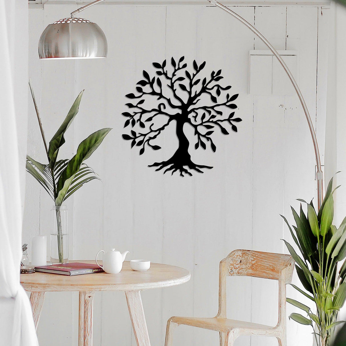 Decoratiune de perete Metal Agac, Negru, 60x60 cm