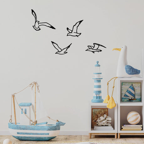 Decoratiune de perete Metal Birds Sorty - 443, Negru, 19x1.5x9 cm