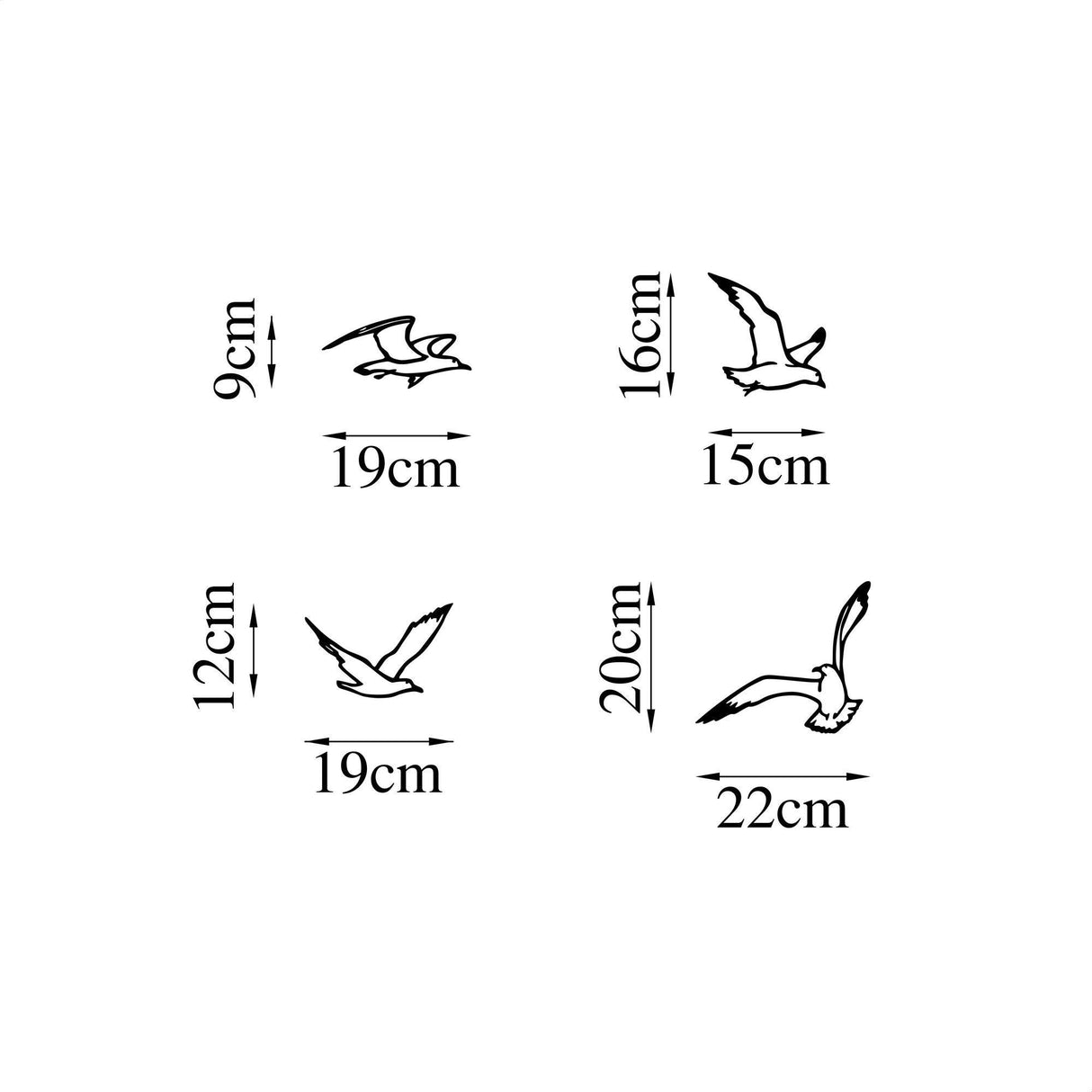 Decoratiune de perete Metal Birds Sorty - 443, Negru, 19x1.5x9 cm