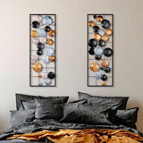 Decoratiune de perete Metal Camber - 3, Multicolor, 92x32 cm